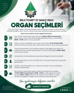 Bolu Ticaret ve Sanayi Odası Organ Seçimleri Duyuru İlanı